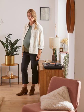 Vertbaudet Flare-Jeans f&uuml;r die Schwangerschaft, Schrittl&auml;nge 65 cm, Bundweite verstellbar anthrazit