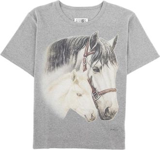 Maison Margiela Grey Horse Print Short-Sleeve T-Shirt