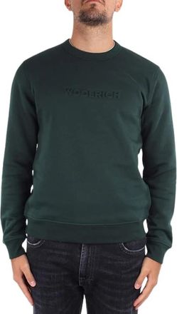 Woolrich Katoenen sweater met ronde hals - Heren - Sweatshirts - Groen - XL - Katoen - Hoodies & sweatvesten