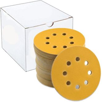 OEM Paquete De 100 Discos Abrasivos De &Oslash; 125 Mm De Grano Con 8 Orificios Redondos Y Soporte De Velcro Para Lijadora Orbital Aleatoria De 5 Pulgadas (p80) 