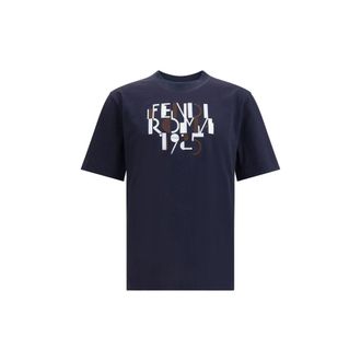 Fendi Blue Cotton Mens T-Shirt