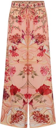 Camilla Blossoms and Brushstrokes wide-leg silk trousers - women - Silk - L - Pink
