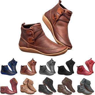 Generic Ankle Boots for Women UK Leather Chelsea Boots Waterproof Flat Wide Fit Shoes Ladies Low Heel Short Boot Comfortable Classic Side Zipper Non Slip Eleg