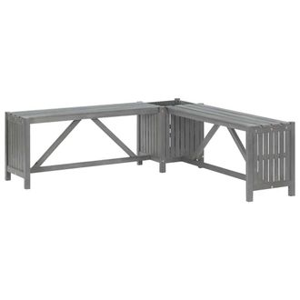 Berkfield Home Garden Corner Bench with Planter 117cm Solid Acacia Wood Grey