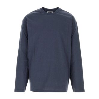 Jil Sander Long Sleeve Tops, male, Blue, Size: 2XL Crewneck Long Sleeve T-Shirt