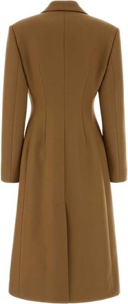 Balenciaga Womens Biscuit Wool Blend Coat Camel Cappotti