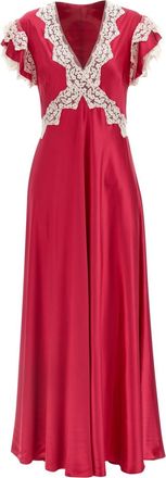 Alberta Ferretti Fuchsia Satin and lace dress