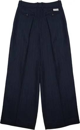 Nine In The Morning Wide-Leg Palazzo Viscose-Linen Trousers - Blue
