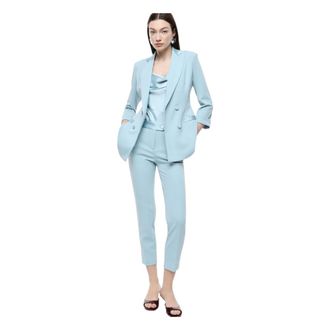 Imperial Cropped Trousers, female, Blue, Size: XS Contrast Waistband Trousers