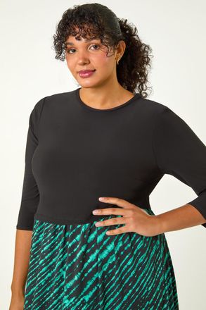 Roman Contrast Skirt Stretch Dress