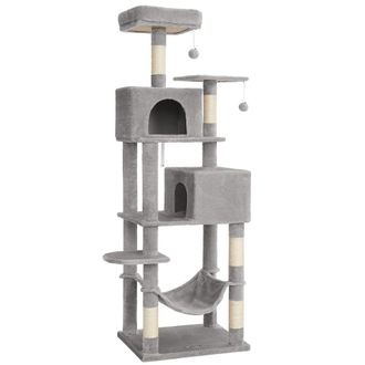 FEANDREA &Aacute;rbol para gatos de 191 cm con rascador felpa de color gris
