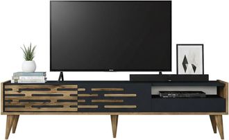 Dmora Mobile porta tv Alnilam, Credenza da soggiorno, Armadio basso per tv, Base parete attrezzata, 180x45h35 cm, Antracite e Noce, con imballo rinforzato