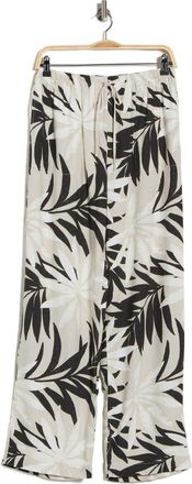 Joie Palm Print Linen Blend Wide Leg Pants in Floating Palm Leaves Print at Nordstrom Rack, Size X-Small