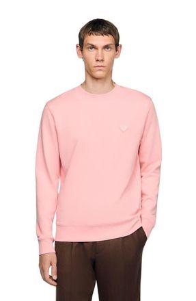 Sandro Heart patch crewneck in Baby Pink at Nordstrom, Size Xx-Large