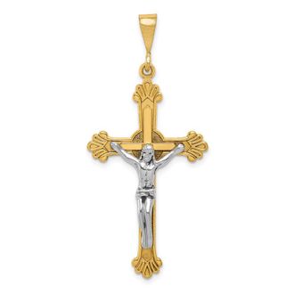 Diamond2Deal 14k Two-tone Gold Crucifix Pendant