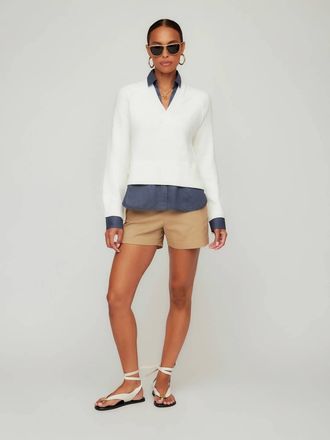 Fifteen Twenty Carrie Mixed Media Sweater In Off White