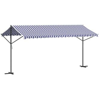 vidaXL Toldo De Pie Tela Y Acero Azul Y Blanco 500x300 Cm Vidaxl