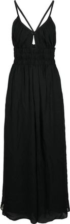 Dondup Midi Jurk voor overdag - Dames - Casual kleedjes - Zwart - S - Chiffon - Kleedjes