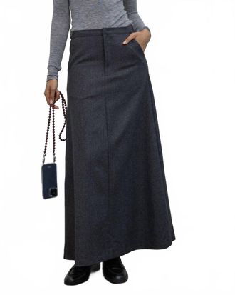 Collective Herringbone Tailored Maxi Skirt In Charcoal