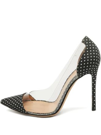 Gianvito Rossi Pre-owned 120mm polka-dot pumps - women - Fabric/Calf Leather/Plastic/Calf Leather - 38.5 - Black