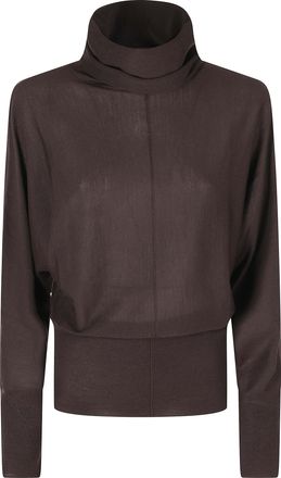 SOEUR Chocolate Lindsay High Neck Merino Wool Sweater