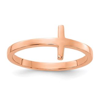 Diamond2Deal 14k Rose Gold Sideways Cross Ring