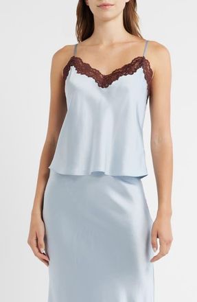 Reformation Lace Detail Silk Camisole in Mineral Lace at Nordstrom, Size X-Small