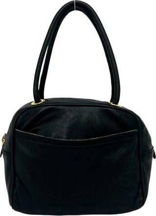 Loewe Black Leather Boston Bag Handbag Tote Bag (Pre-Owned)