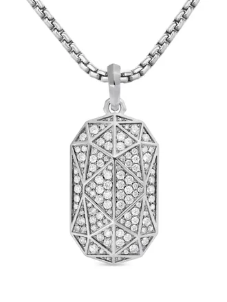 David Yurman sterling silver Torqued Faceted amulet (47.9mm) - men - Sterling Silver/Diamond - OS