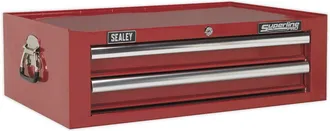 Loops 670 x 440 x 210mm RED 2 Drawer MID-BOX Tool Chest Lockable Storage Unit Cabinet