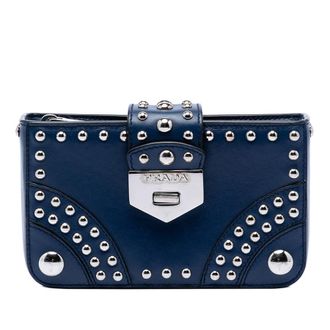Prada Pre-owned Prada City Calfskin Studded Elektra Turn Lock Clutch Ladies 9SO97V2COF4DRMQB