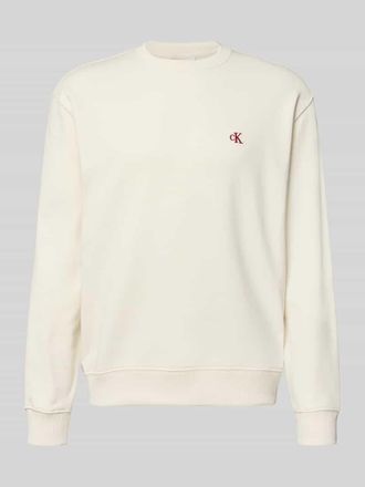 Calvin Klein Jeans Sweatshirt aus reiner Baumwolle in Offwhite, Gr&ouml;&szlig;e XL
