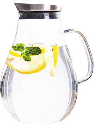 OEM Jarra De Vidrio De 1,8 Litros, Jarra De Agua Con Tapa Extra&iacute;ble Y Asa Ancha, Jarra De Jugo De F&aacute;cil Limpieza Para Refrigerador, Jarra Para Bebidas Par