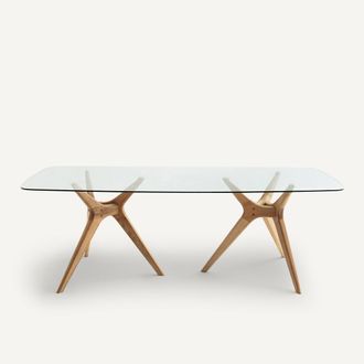 AM.PM Rechthoekige tafel van glas en eikenhout, Maricielo