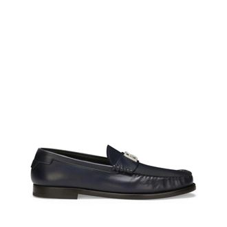 Dolce & Gabbana Loafers, male, Blue, Size: 7 US DG Logo Leather Loafers