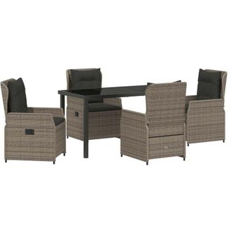 vidaXL Garden Dining Set 5 pcs Grey Poly Rattan vidaXL