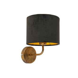 QAZQA Qazqa Aplique Vintage Dorado Con Pantalla De Terciopelo Negro
