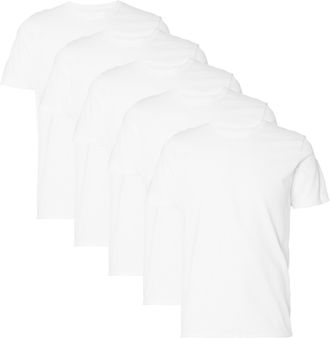 Selected Rundhalsshirt SELECTED SLHCORMAC SS O-NECK TEE 5 PACK NOOS, Herren, Gr. L, weiss (hellwei&szlig;), Jersey, Obermaterial: 100% Baumwolle, unifarben, regular 