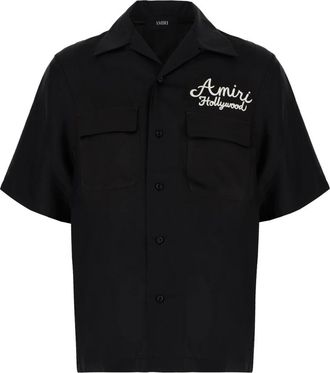 Amiri Short Sleeve Shirts, male, Black, Size: S Dragon Camp Shirt