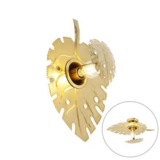 QAZQA Oriental L&aacute;mpara De Pared De Dise&ntilde;o Oro Antiguo - Carballo Acero Org&aacute;nica Adecuado Para Led Max. 1 X 25 Watt - Qazqa