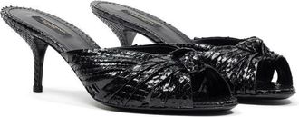 Dolce & Gabbana Womens Black Snake Skin Platform Sandals