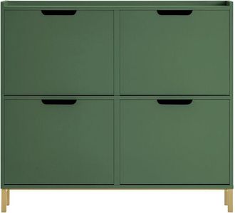 SoBuy Scarpiera con 4 ribalte Portascarpe salvaspazio Regolabili Verde Scuro L100xP19xA90cm FSR100-SY - Sobuy