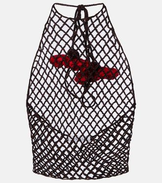 Alaia Ala&iuml;a Open-knit halterneck cotton top
