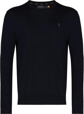 Ralph Lauren Slim Fit Katoenen Trui - Heren - Ronde hals truien - Blauw - XL - Katoen - Truien & Vesten