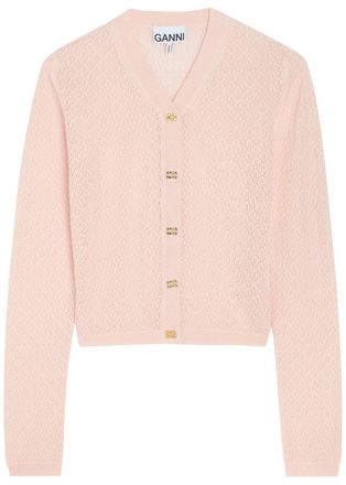 Ganni Pointelle Knit Cardigan - Light Pink - S (UK8-10 / S)