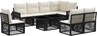 vidaXL Conjunto De Sof&aacute;s De Jard&iacute;n 9 Uds. Negro Y Blanco Crema Vidaxl