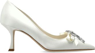 Jimmy Choo London Auria 70 Pump - Dames - Pumps - Wit - 38 1/2 EU - Satijn - Schoenen