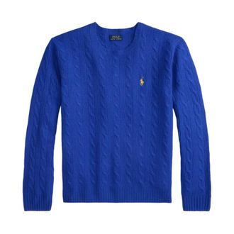 Polo Ralph Lauren Truien & Vesten, Heren, Blauw, L, Wol, Wollen Kabeltrui met Kasjmier