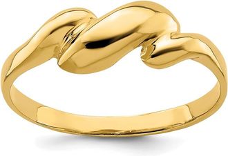 Diamond2Deal 14k Yellow Gold Curl-top Dome Ring