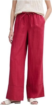Benetton Wijde broek - Dames - Wijde Broeken - Roze - M - Linnen - Broeken